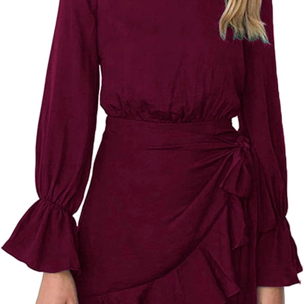 Amazon Burgundy Long Sleeve Dress